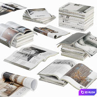 Opened magazines stack set 3D Model Vray, Corona