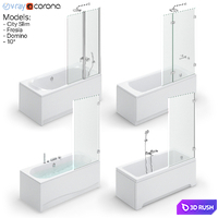 Bath set Ravak set 118 (City Slim, Fresia, Domino, 10 °) 3D Model Vray, Corona