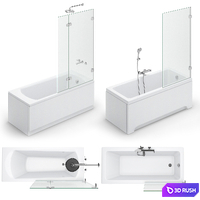 Bath set Ravak set 118 (City Slim, Fresia, Domino, 10 °) 3D Model Vray, Corona
