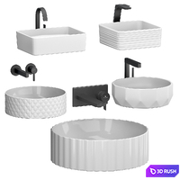Bathroom sinks set 3D Model Vray, Corona