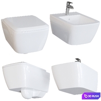 Toilet and bidet iCon Square by Geberit 3D Model Vray, Corona
