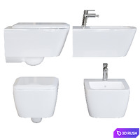 Toilet and bidet iCon Square by Geberit 3D Model Vray, Corona