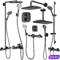Faucets and shower systems Hansgrohe black set 168 3D Model Vray, Corona