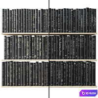 Books black with gold and silver 3D Model Vray, Corona