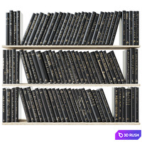 Books black with gold and silver 3D Model Vray, Corona