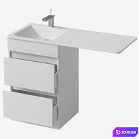 Sink over washing machine with cabinet AQWELLA FORMA 115 L 3D Model Corona