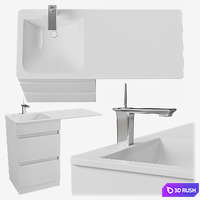 Sink over washing machine with cabinet AQWELLA FORMA 115 L 3D Model Corona