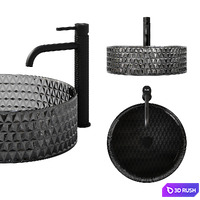 REA Cristal black washbasin with Gusto One tap 3D Model Corona