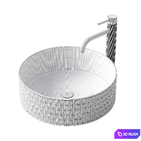REA Cristal black washbasin with Gusto One tap 3D Model Corona