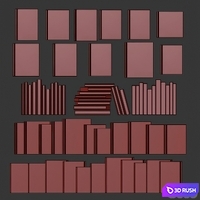 Book set 3 3D Model Corona