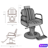 Barber chair Cadilla 3D Model Vray