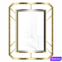 Rectangular mirror in metal frame, gold color KFG081