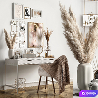 Designer's workplace 3D Model Vray, Corona
