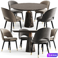 Eichholtz Dining Table Genova And Chair Cliff 3D Model Vray, Corona