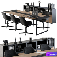 Meeting Table with office chair 06 3D Model Vray, Corona