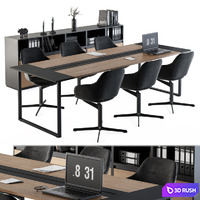 Meeting Table with office chair 06 3D Model Vray, Corona