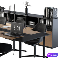 Meeting Table with office chair 06 3D Model Vray, Corona