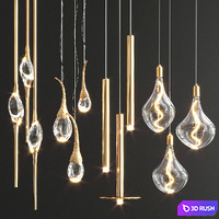 Four Hanging Lights_70 3D Model Vray