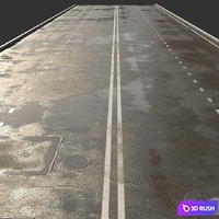 Asphalt with puddles 3D Model Corona