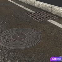 Asphalt with puddles 3D Model Corona