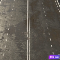 Asphalt with puddles 3D Model Corona