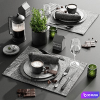 Table setting 2 3D Model Vray, Corona