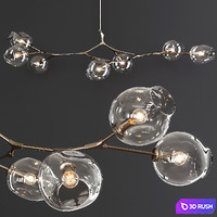 7-globe Branching Bubble Vintage Brass and Clear Glass 3D Model Corona