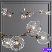 7-globe Branching Bubble Vintage Brass and Clear Glass 3D Model Corona