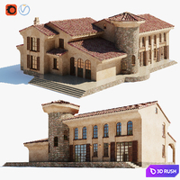 Spanish Colonial Villa 3D Model Vray, Corona