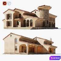 Spanish Colonial Villa 3D Model Vray, Corona