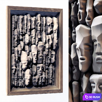 Wood faces panel decor n2 / Panel from wooden faces No. 2 3D Model Vray