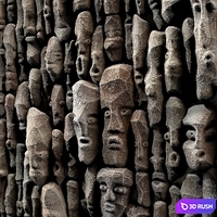 Wood faces panel decor n2 / Panel from wooden faces No. 2 3D Model Vray