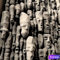 Wood faces panel decor n2 / Panel from wooden faces No. 2 3D Model Vray