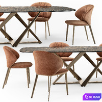 Bontempi Millennium table Drop chair 3D Model Vray