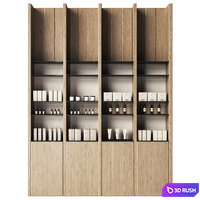 Cosmetics store with wooden eco shelves 3D Model Vray, Corona