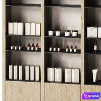 Cosmetics store with wooden eco shelves 3D Model Vray, Corona