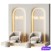 Pedicure area in the beauty salon 1 3D Model Vray, Corona