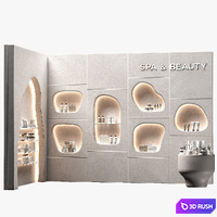 Modular Niche Shelves in the wall. Cosmetics shop. Backlit wavy beauty salon. 3D Model Vray, Corona