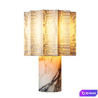 Valli - Viola Calacatta marble and linen rechargeable table lamp 3D Model Corona