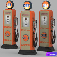Gulf gas station 3D Model Vray