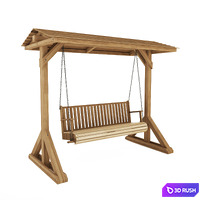 Wooden swing bench 3D Model Vray