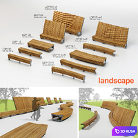 Benches Landscape 3D Model Vray