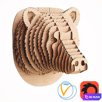 Bear Head Decor 3D Model Vray, Corona
