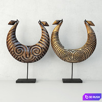 Tribal Metal Necklaces on Stand 3D Model Vray