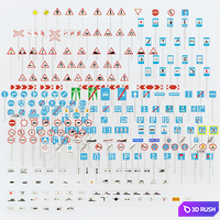 More than 250 road signs 3D Model Corona
