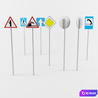 More than 250 road signs 3D Model Corona