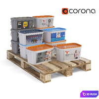 Cans of paint on a pallet 3D Model Corona