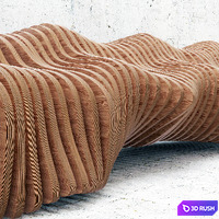 Parametric bench 3D Model Vray