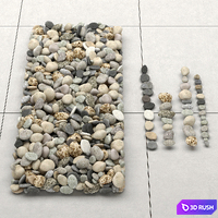 Colored pebbles road 3D Model Vray