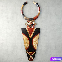 African Large Senufo Wall Mask 3D Model Vray